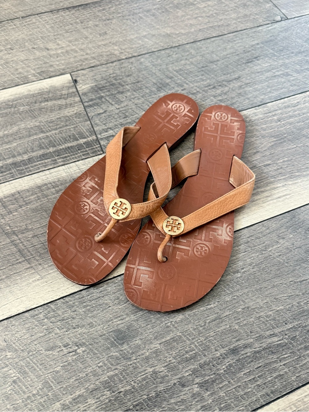 Tory Burch Brown Logo Sandals